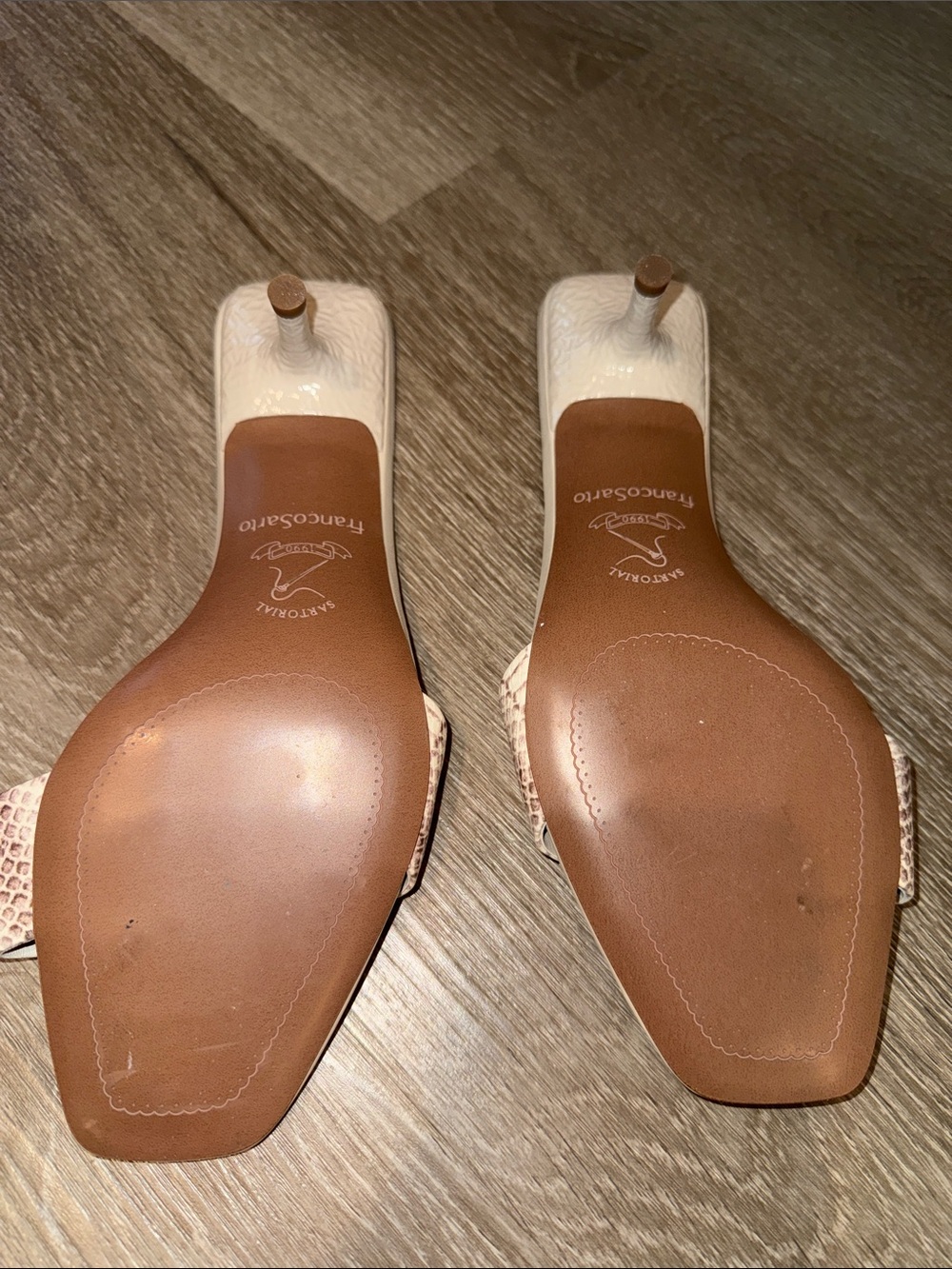 Franco Sarto Cream Snake-Print Slide Mules with Silver Buckle - Picture 2 of 2